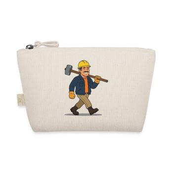 Funny construction worker with sledgehammer - Organic Pouch - nature - Front