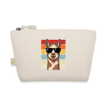 Cool Alpaca Sunglasses Retro Cute Animal Shirt - Organic Pouch - nature - Front