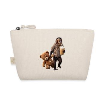 Monkey Teddy Bear Iced Coffee Motif - Organic Pouch - nature - Front