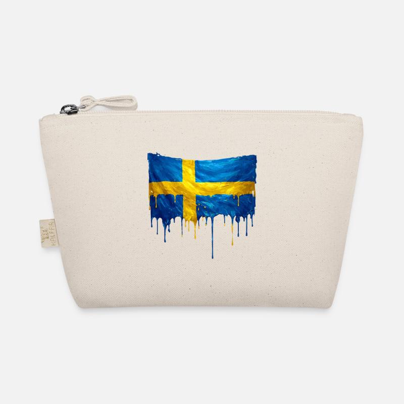 Sweden Flag Drop Art Organic Pouch