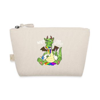 Bunter Drache isst Letztes Einhorn Humor - Bio-Täschchen - Natur - Vorne