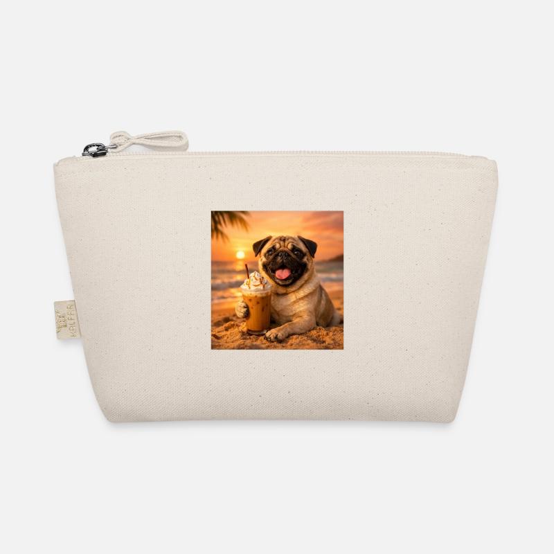 Lustiges Mops Summer Beach Kaffee Sonnenuntergangs-Meme Bio-Täschchen