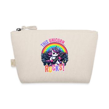 Einhorn rockt mit Regenbogen-Gitarre - Bio-Täschchen - Natur - Vorne