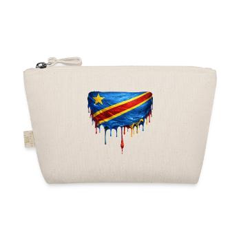 Kongo Flagge in Tropfenkunst - Bio-Täschchen - Natur - Vorne