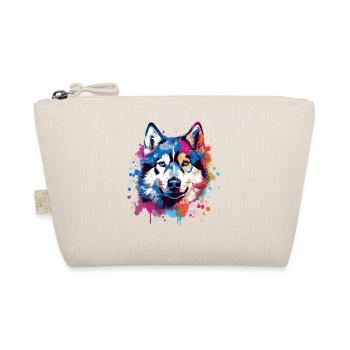 Bunter Hund Splash Art Husky - Bio-Täschchen - Natur - Vorne