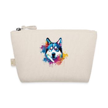 Bunter Husky Splash Art Hund - Bio-Täschchen - Natur - Vorne