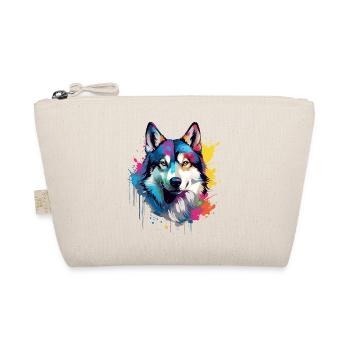 Dog Husky Bunte Spritzkunst - Bio-Täschchen - Natur - Vorne