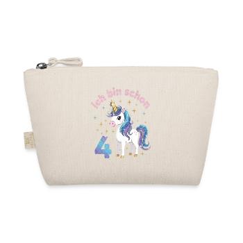 4. Geburtstag Einhorn Mädchen Ich bin schon 4 - Bio-Täschchen - Natur - Vorne