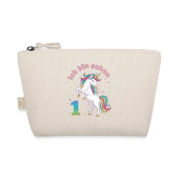 1. Geburtstag Einhorn Mädchen Ich bin schon 1 - Bio-Täschchen - Natur - Vorne