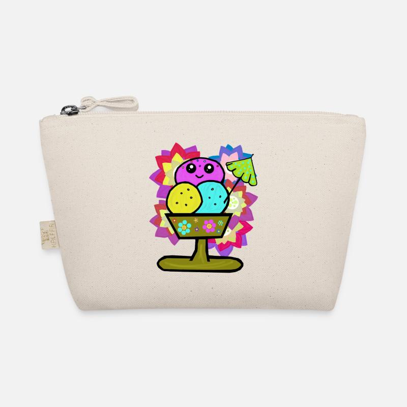 Retro Eis Eiskrem Eisbecher Vintage Blumen  - Organic Pouch - nature
