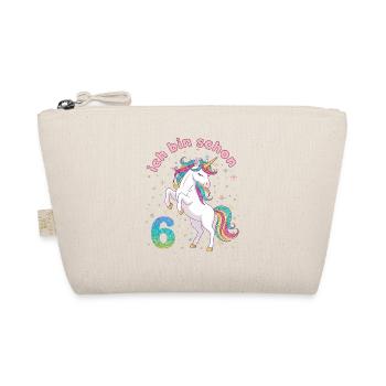 6. Geburtstag Einhorn Mädchen Ich bin schon 6 - Bio-Täschchen - Natur - Vorne
