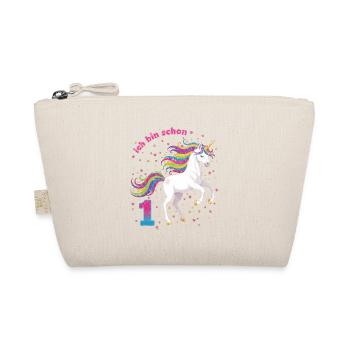 1. Geburtstag Einhorn Mädchen Ich bin schon 1 - Bio-Täschchen - Natur - Vorne