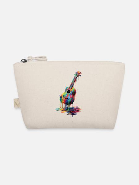 Ukulele mit tropfender Farbe - Bio-Täschchen - Natur - Vorne