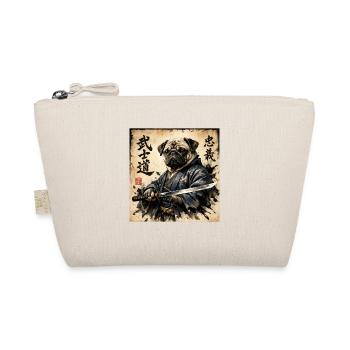 Samurai Pug Japanese Calligraphy Artwork - Organic Pouch - nature - Front