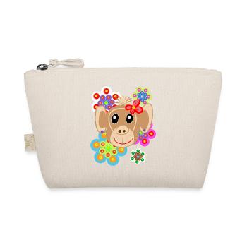 Retro Monkey Summer Flowers Kids Vintage - Organic Pouch - nature - Front