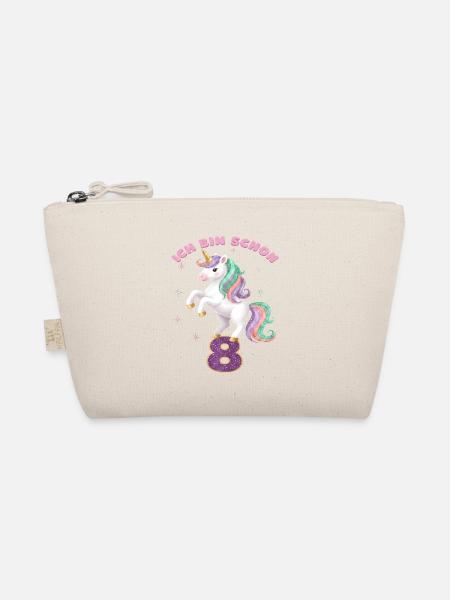 8. Geburtstag Einhorn Mädchen Ich bin schon 8 - Bio-Täschchen - Natur