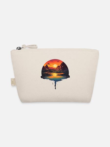 Mystical sunset at the mountain lake with - Organic Pouch - nature - Front