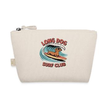 Dachshund dog surfs on a board – retro surf style - Organic Pouch - nature - Front
