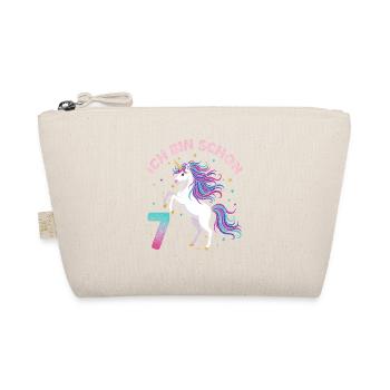 7. Geburtstag Einhorn Mädchen Ich bin schon 7 - Bio-Täschchen - Natur - Vorne