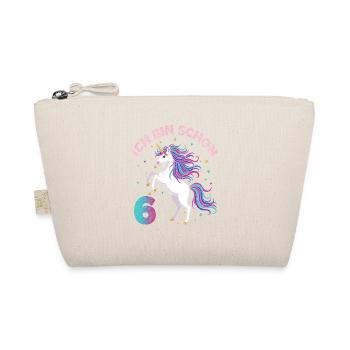 6. Geburtstag Einhorn Mädchen Ich bin schon 6 - Bio-Täschchen - Natur - Vorne