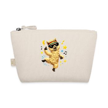 Dancing alpaca with sunglasses and beats - Organic Pouch - nature - Front