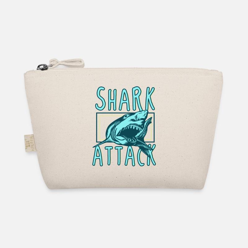 Shark Attack – Fierce Retro Ocean Predator Organic Pouch