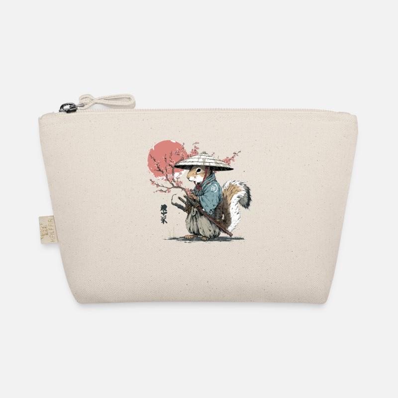 Squirrel Samurai in Sakura Robes Organic Pouch