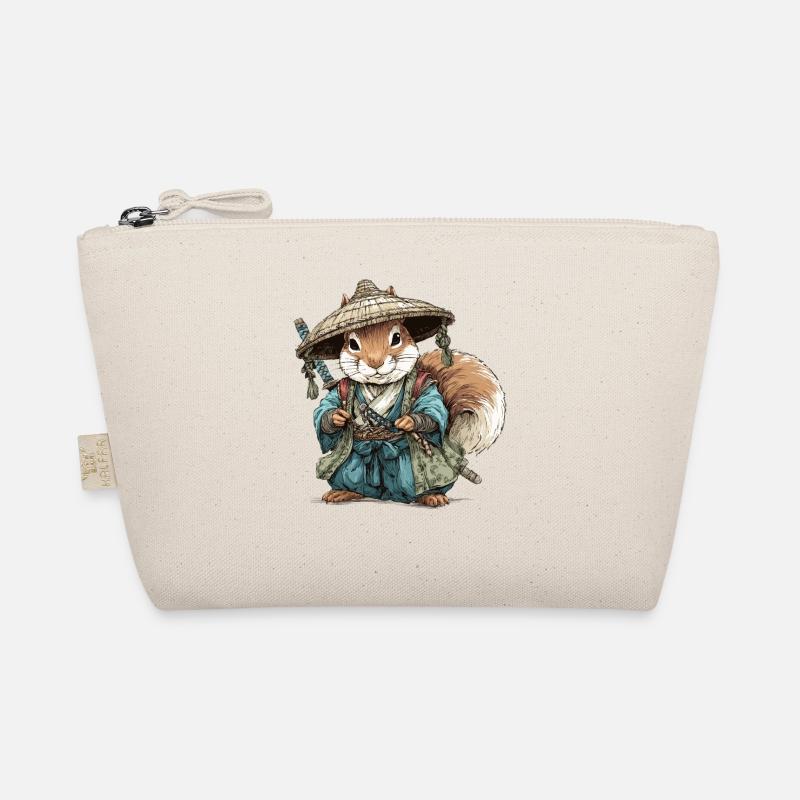 Eichhörnchen-Samurai im blauen Kimono Bio-Täschchen