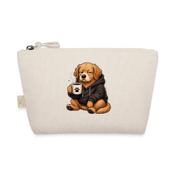 Kaffeehund im Hoodie - Bio-Täschchen - Natur - Vorne