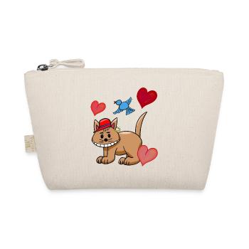 Cœur Chat Chats Oiseaux Enfants - Trousse biologique - nature - Devant