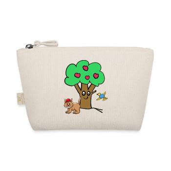 Apple Tree Cat Bird Kids Garden Nature - Organic Pouch - nature - Front