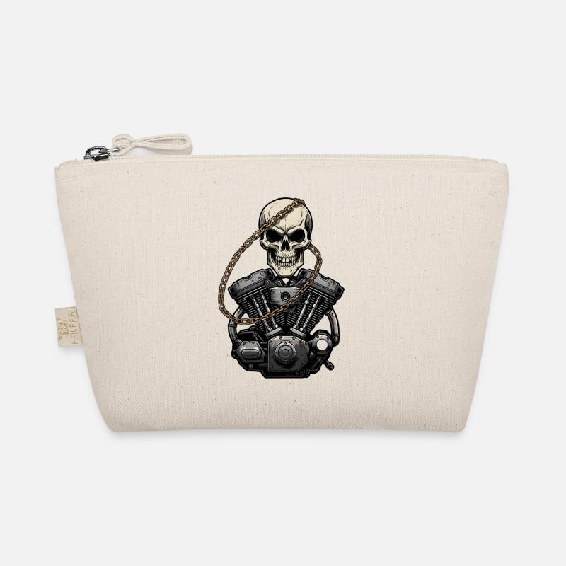 Motorcycle Biker V-Twin Motor Skull Skull Rocker Organic Pouch
