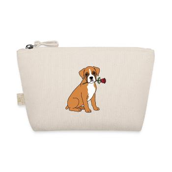 Cute Boxer Dog Valentine Rose Puppy Pet Owner - Organic Pouch - nature - Front