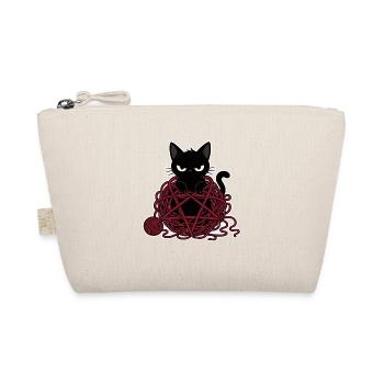 Black cat in a red ball of wool - Organic Pouch - nature - Front