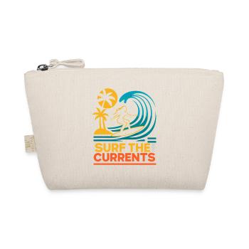 Surf The Currents Wellen Palmen Strand Motiv - Bio-Täschchen - Natur - Vorne