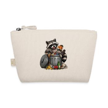 Waschbär mit Pizza Trash - Bio-Täschchen - Natur - Vorne