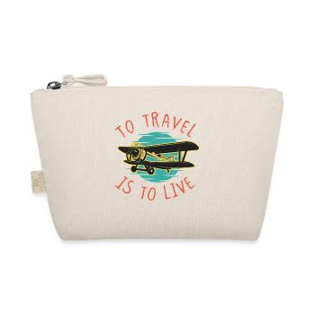 To Travel Is To Live – Vintage Biplane Art - Organic Pouch - nature - Front
