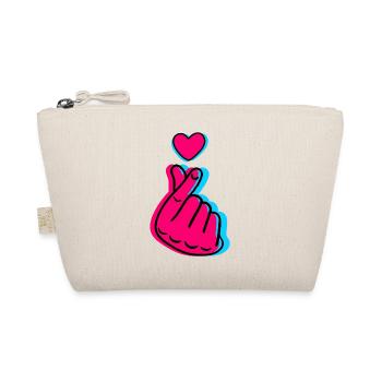 Cœur de doigt néon – Signe d’amour K-Pop - Trousse biologique - nature - Devant