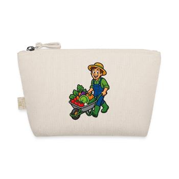 Cheerful gardener and wheelbarrow of vegetables - Organic Pouch - nature - Front