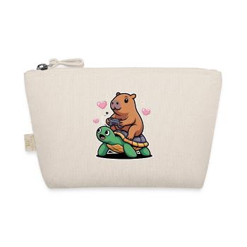 Gamer duo capybara on turtle - Organic Pouch - nature - Front