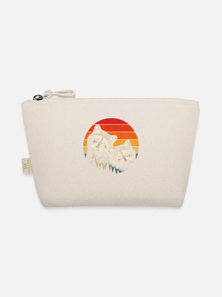 Raccoon Duo in the Retro Solar Circle - Organic Pouch - nature - Front