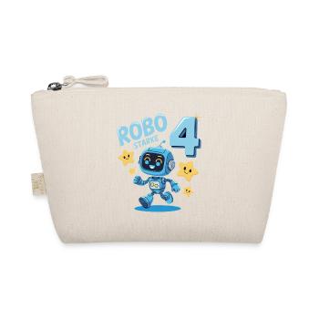 Robot Birthday Motif 4 Years Boy Gift - Organic Pouch - nature - Front