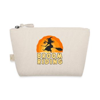 Broom Riding Witch – Halloween Witch Fun - Organic Pouch - nature - Front