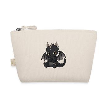 Little Black Dragon with Wings - Organic Pouch - nature - Front