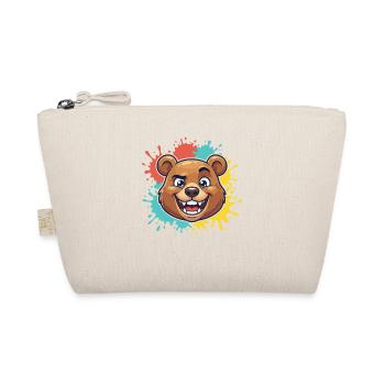 Cheerful bear head with paint splashes - Organic Pouch - nature - Front