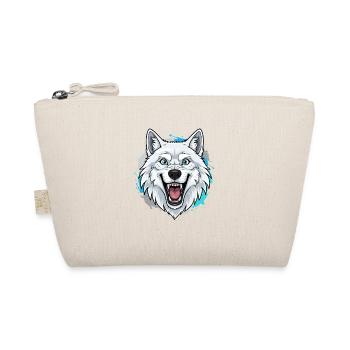 White Wolf Head Cartoon Blue Accents - Organic Pouch - nature - Front