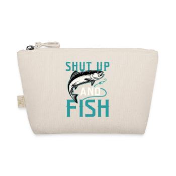 Shut Up and Fish Funny Vintage Salmon Fishing Art - Organic Pouch - nature - Front