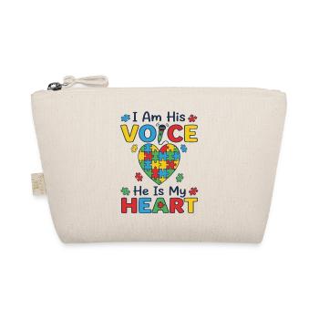 I Am His Voice He Is My Heart Autism Mom - Organic Pouch - nature - Front