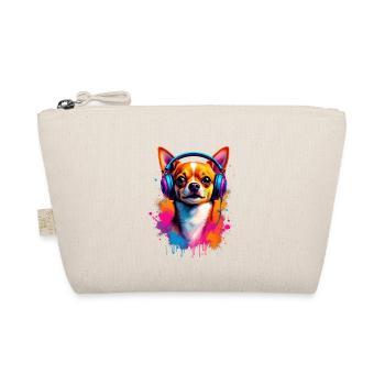 Chihuahua Neon Dog with Headphones - Organic Pouch - nature - Front
