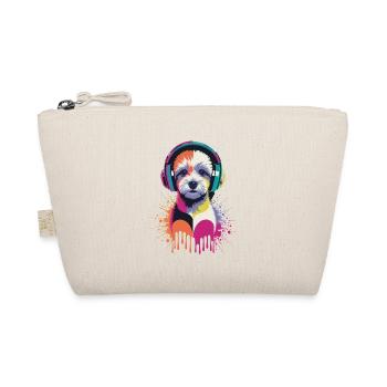 Maltipoo mit Kopfhörern - Bio-Täschchen - Natur - Vorne